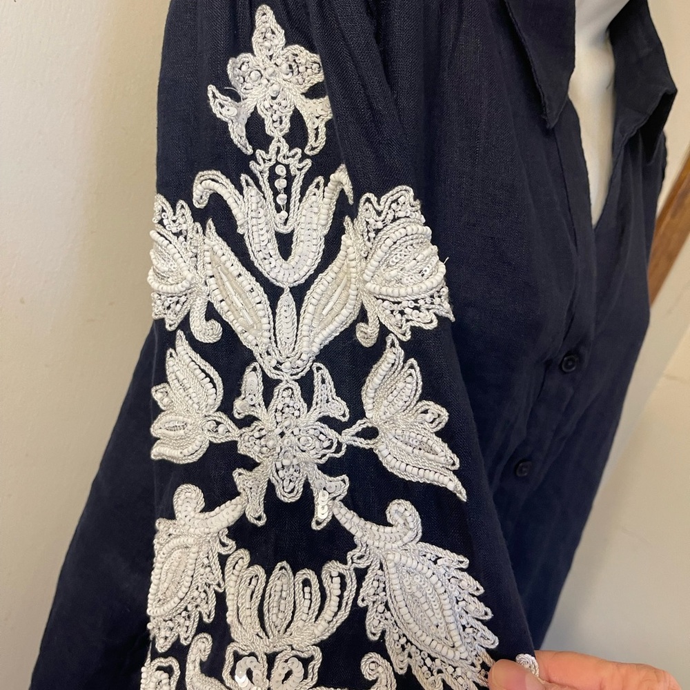 Chicos Navy/While Button-Down Long Sleeve Top Siz… - image 3